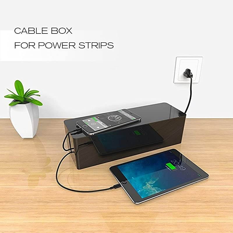 Cable Management Box Cable Organizer For Cable and Cord Management Storage and Holder to Cover and Hide Power Strips Cords balck 2 set