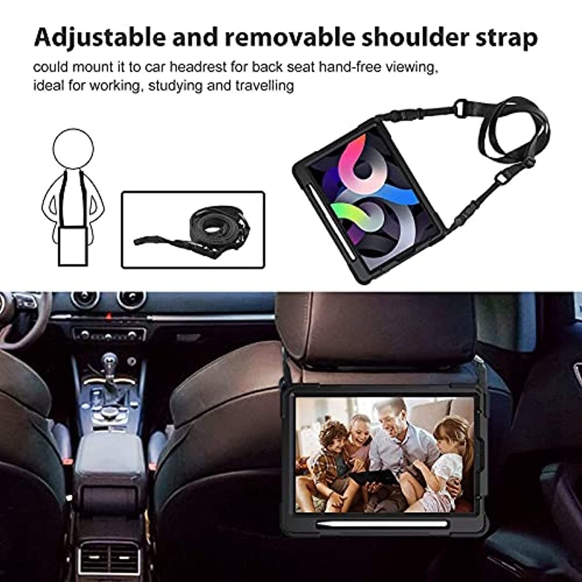 ProCase iPad Air 4 Rugged Case 10.9 Inch 2020 iPad Air 4th Generation Case Bundle with Slim Wired Keyboard for Type-C Port iPad/Android Tablets and Phones