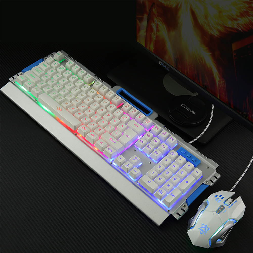 UrChoiceLtd&reg; 2017 New K-33 Wired LED Backlit Multimedia Ergonomic Usb Gaming Keyboard Metal Waterproof + Wired 1200DPI / 1600DPI / 2400DPI / 3200DPI Backlit Optical Usb Gaming Mouse Sets For Computer