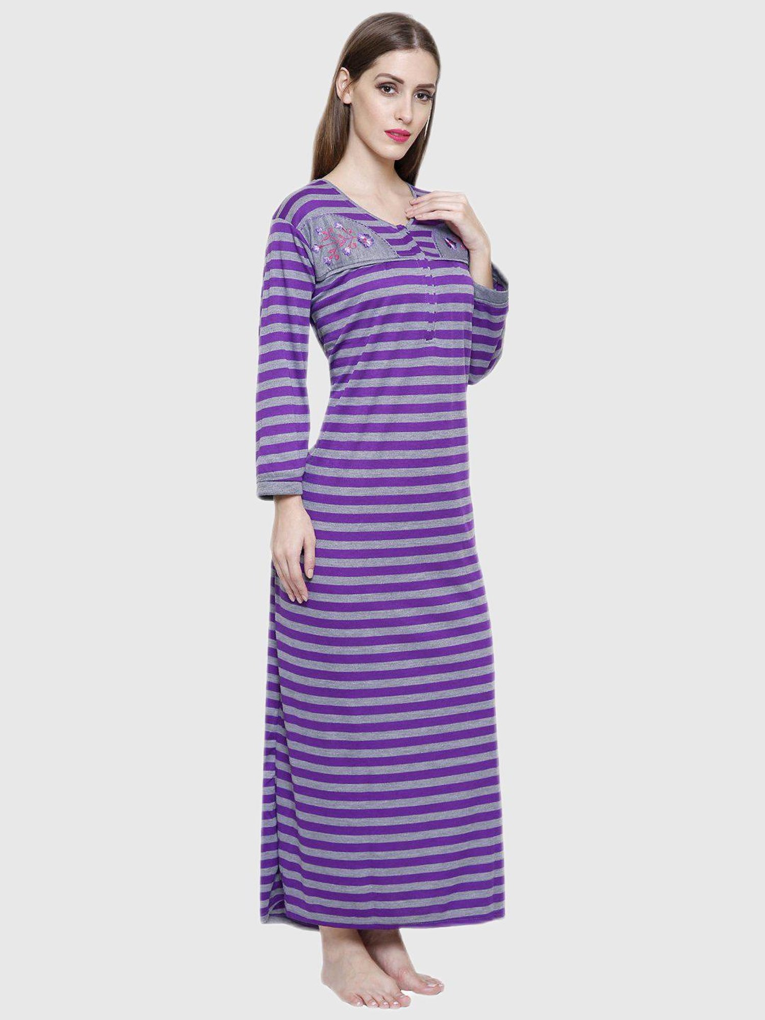 Secret Wish Purple Stripes Night Dress