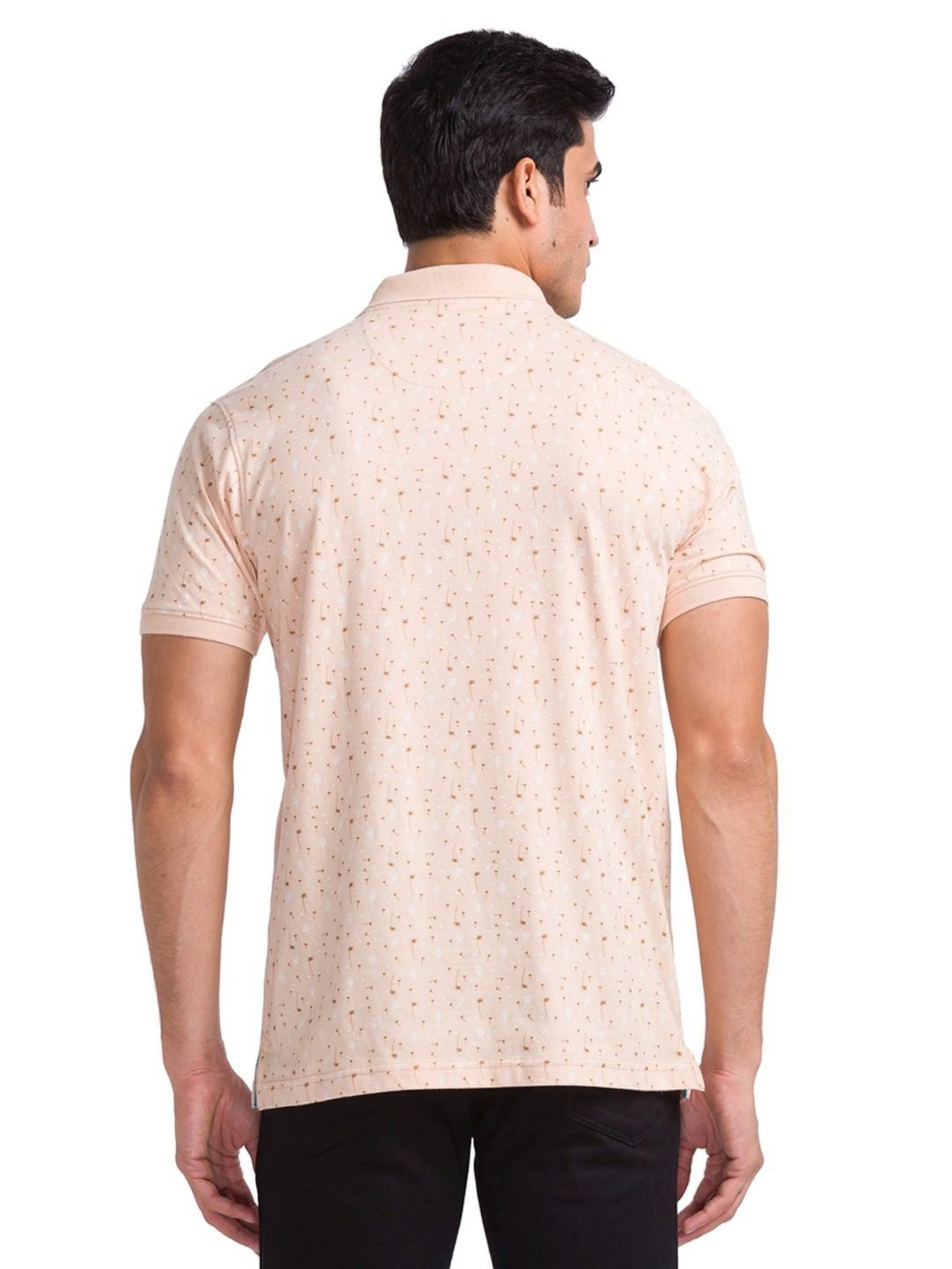 Park Avenue Beige Slim Fit Printed Polo T-Shirt