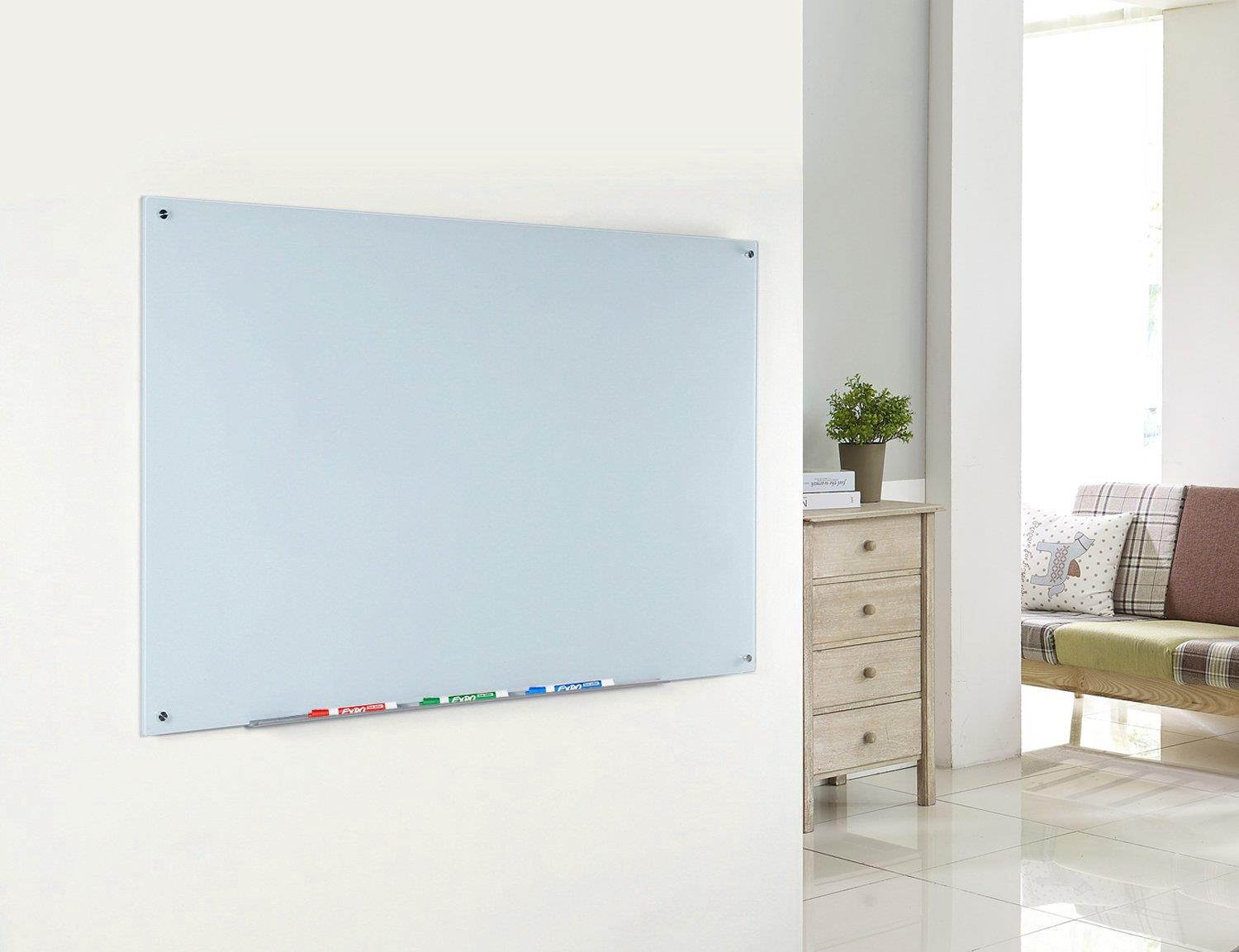 Magnetic Glass Dry-Erase Board Set - 23 5/8" x 35 1/2" - Includes Board, 2 Magnets, and Aluminum Marker Tray