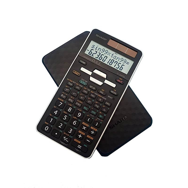 EL531TGBBW 12Digit ScientificEngineering Calculator with Protective Hard Cover Battery and Solar Hybrid Powered LCD Display Great for Students and Professionals BlackBlack and White