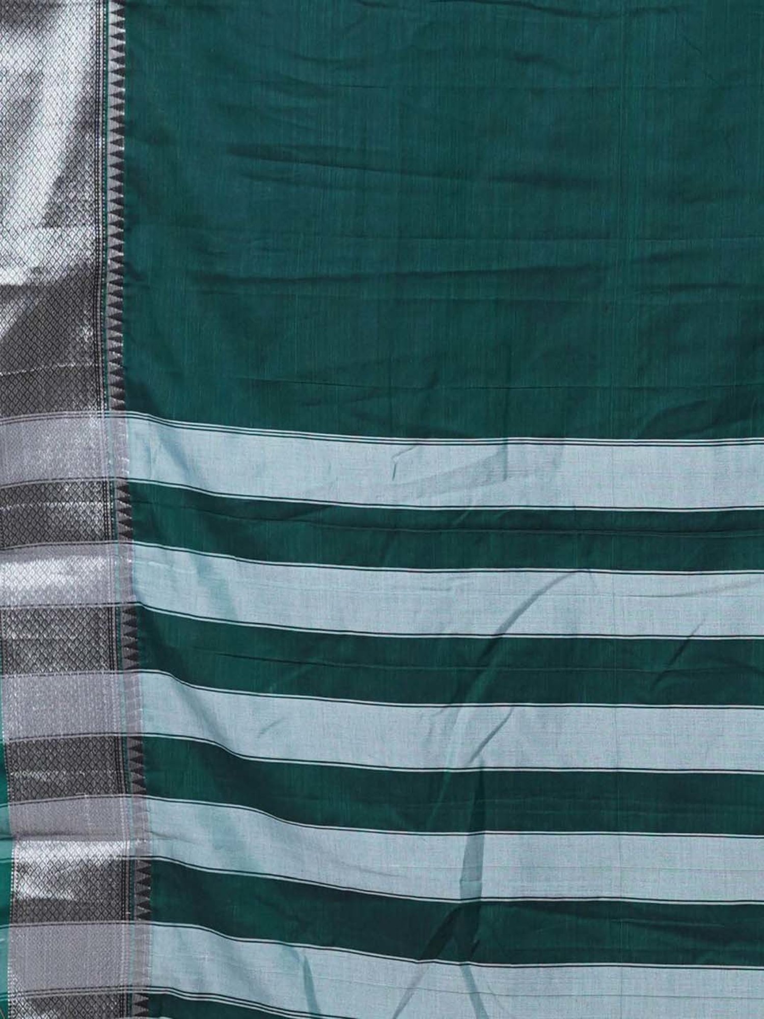 Unnati Silks Green Cotton Woven Saree With Unstitched Blouse