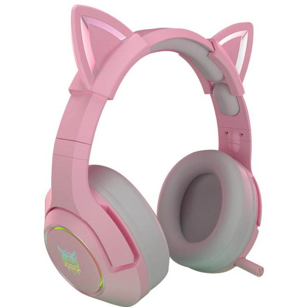K9 Wired Gaming Headset Head-mounted Games Cute Girls Wired Computer Headsets Adjustable Head Beam Soft Earmuffs,19.5 * 10 * 23 cm,pink