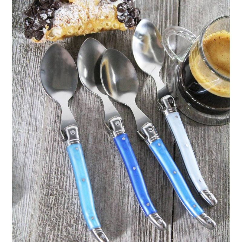 French Home Laguiole 4pk Stainless Steel 4pk Coffee Spoons Blue