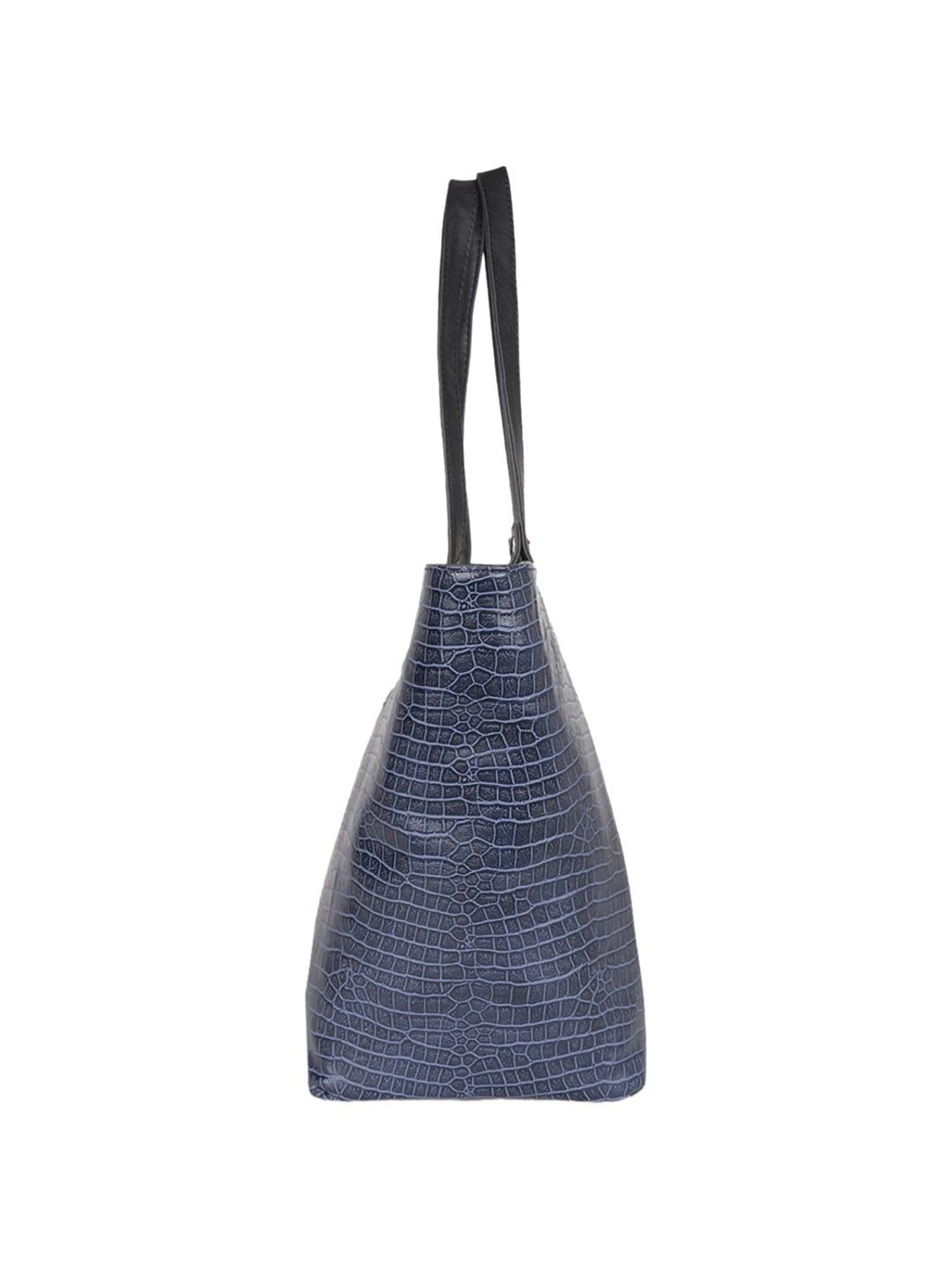 Carlton London Navy Textured Medium Tote Handbag