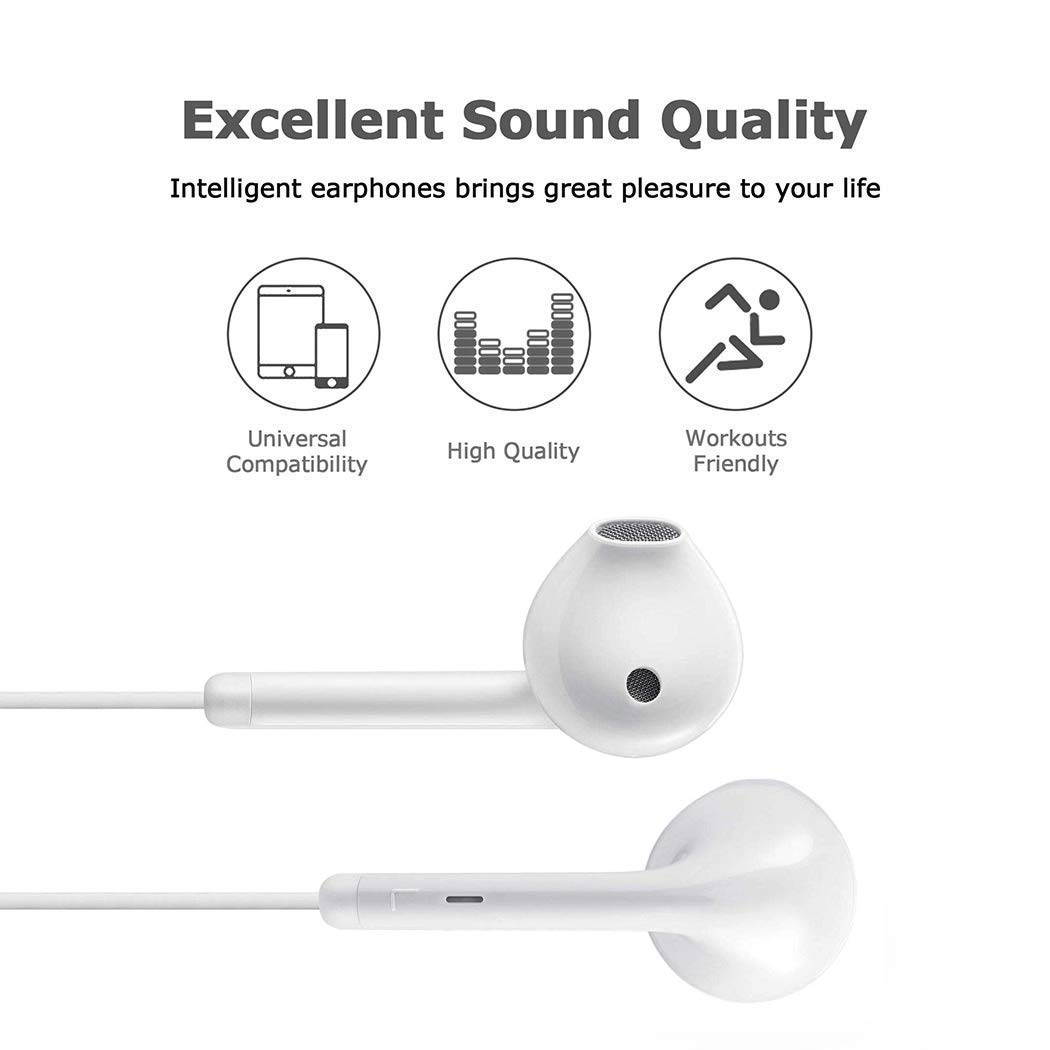 Lightning Earbuds Headphone Wired Earphones Headset with Microphone and Volume Control, Compatible with iPhone XS/XS Max/XR/X/8/8 Plus/7/7 Plus Plug and Play IOS 10/11/12 - White