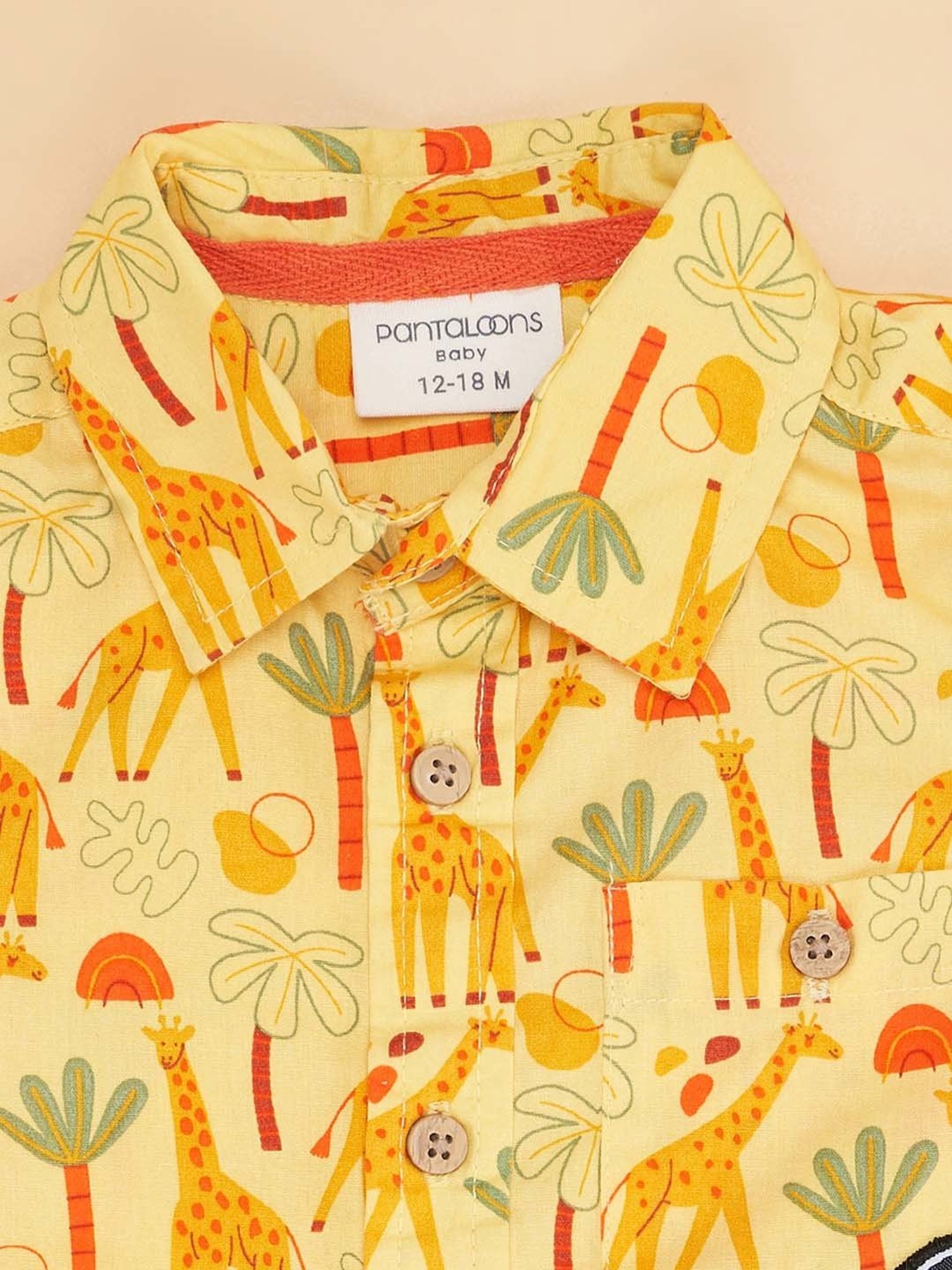 Pantaloons Baby Yellow Cotton Printed Shirt