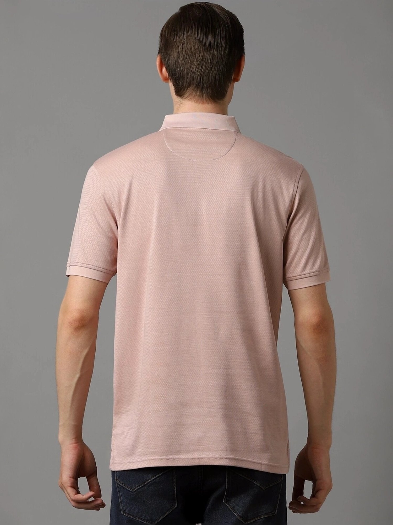 Louis Philippe Pink Regular Fit Printed Polo T-Shirt