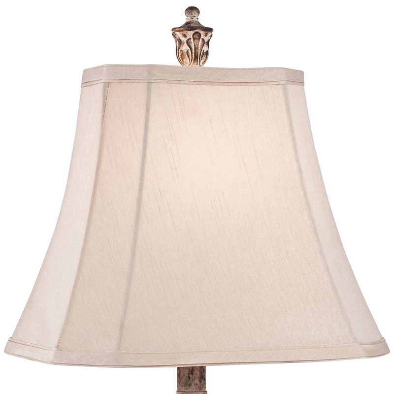 Regency Hill Country Cottage Table Lamp Antique Gold Leaves Petite Vase Off White Rectangular Shade for Living Room Family Bedroom