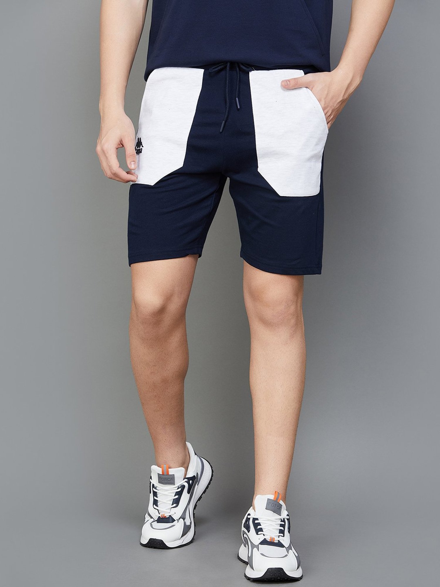 KAPPA Navy & White Regular Fit Shorts