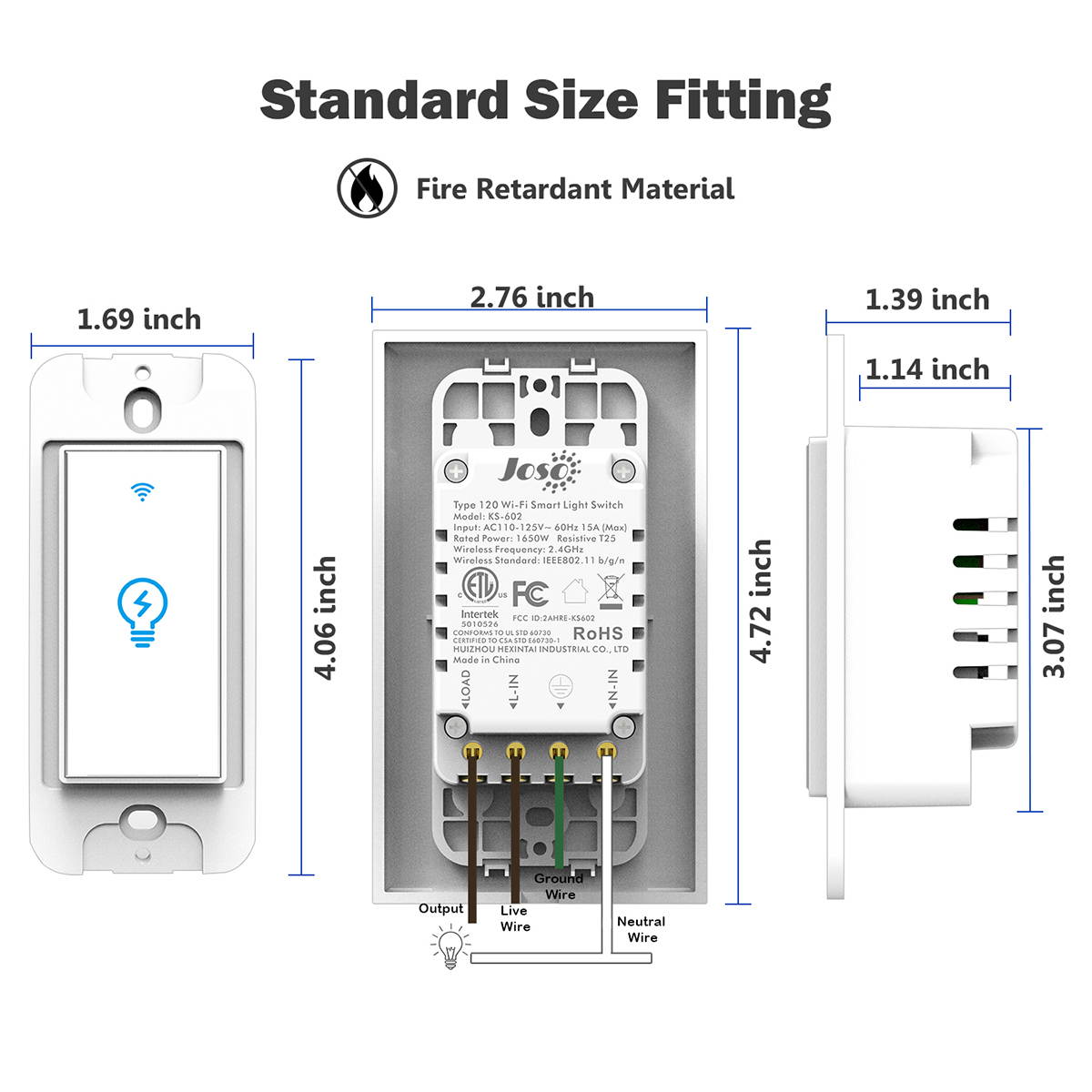 Joso Smart Light Switch, Wi-Fi Remote Timing Control with Smartphone In-Wall Light Switch Works with Amazon Alexa and Google Assistant,No Hub Required