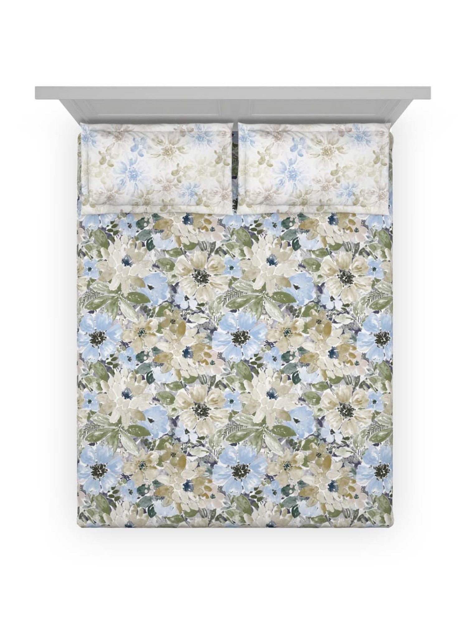 Ddecor Live beautiful The Elemental Blue 144 TC Cotton Queen Bedsheet with 2 Pillow Covers