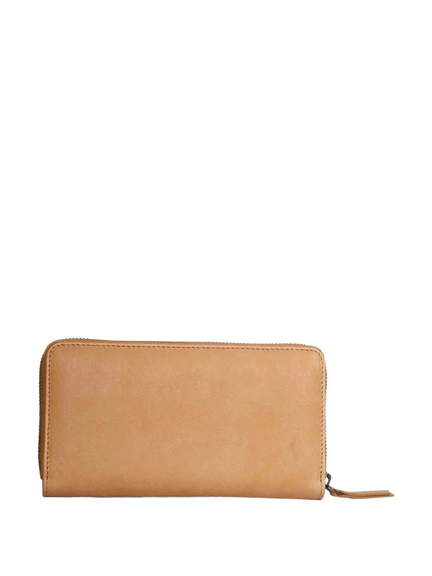 Saint G Tan Solid Zip Around Wallet for women