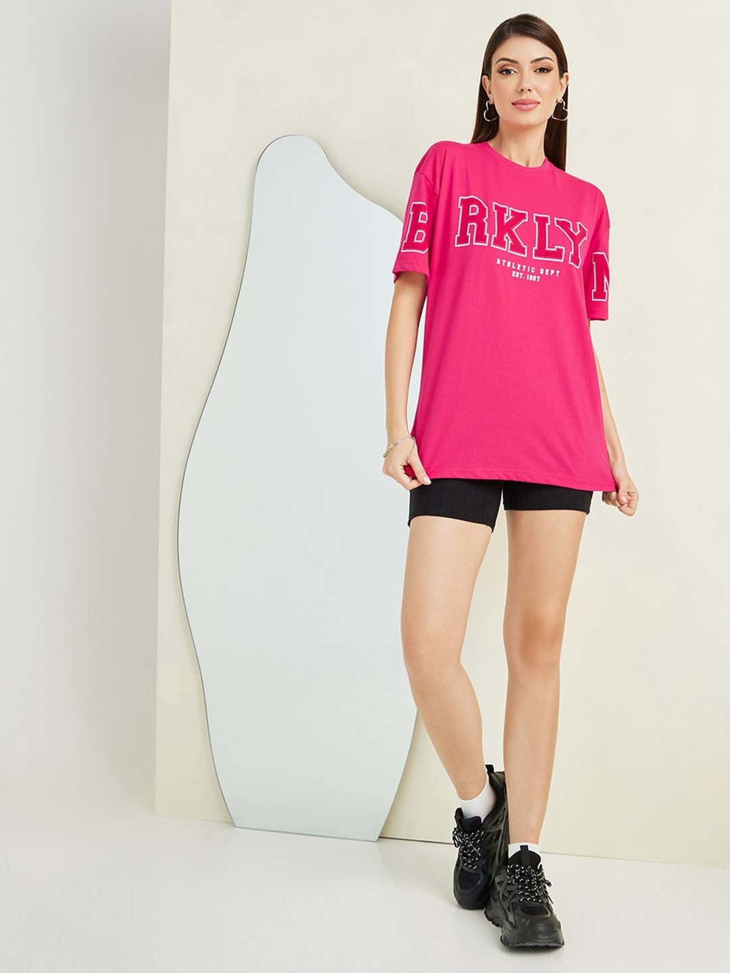 Styli Pink Printed T-Shirt