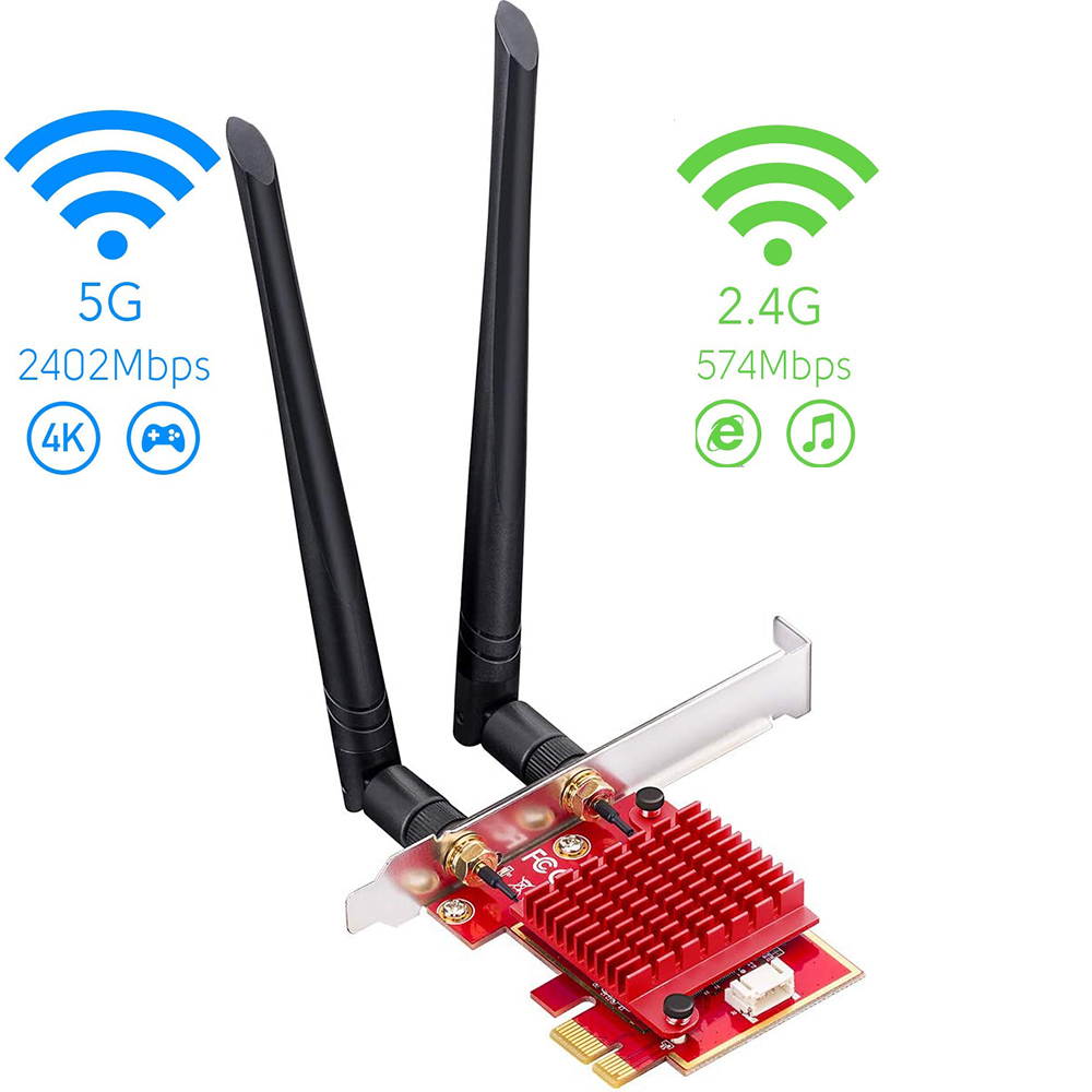 3000Mbps WiFi 6 Wireless Adapter with Heatsink Dual Band 2.4Ghz/5Ghz AX200 Gigabit Network Card Pcie Wifi Bluetooth 5.0 Wireless Adapter for Pc Windows 10 64bit