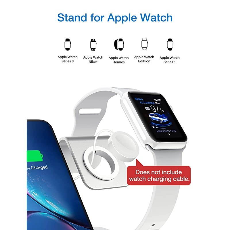 3 in 1 Apple iWatch Stand Airpods Charger Dock Phone Desktop Tablet Holder for Airpods Apple Watch iPhone X8 Plus8 7 Plus iPad SilverPatenting Airpods Charging Case NOT Included