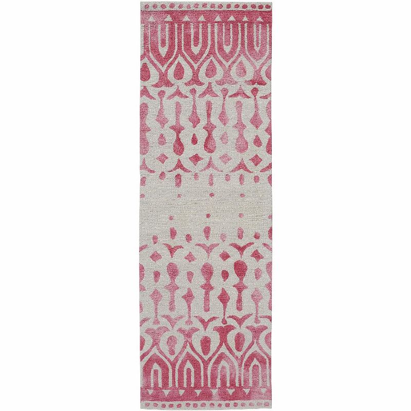 2'6"x8' Runner Hand Made Tufted Geometric Runner Red - Feizy