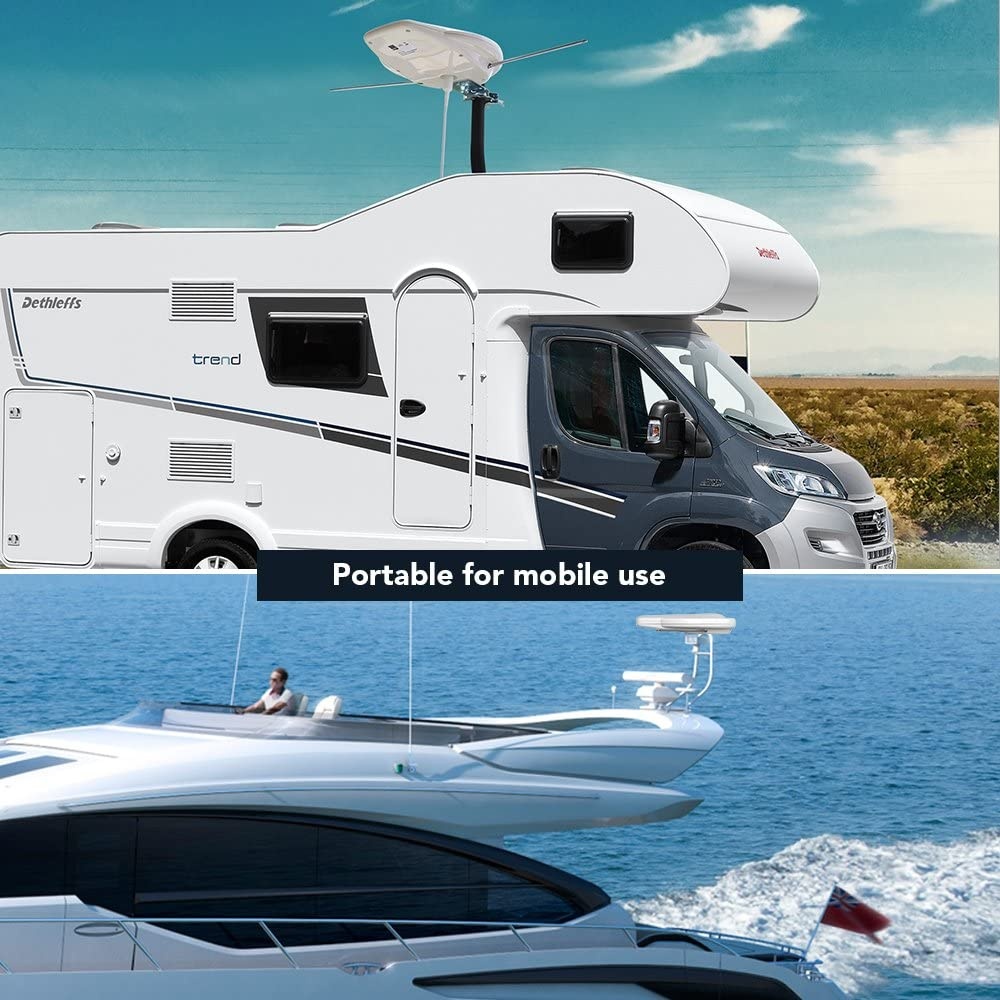 Omnidirectional Amplified Outdoor TV Antenna Exclusive Powerful Amplifier Booster, Support 4K 1080P UHF VHF Freeview HDTV Channels Enhance VHF Reception for Outdoor/RV/Marine-20ft Coax Cable