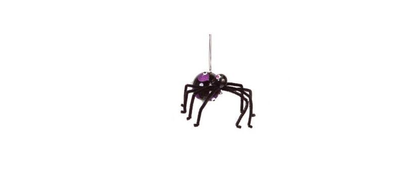 Melrose 6" Polka Dot Spider Halloween Glass Ornament - Black/Purple