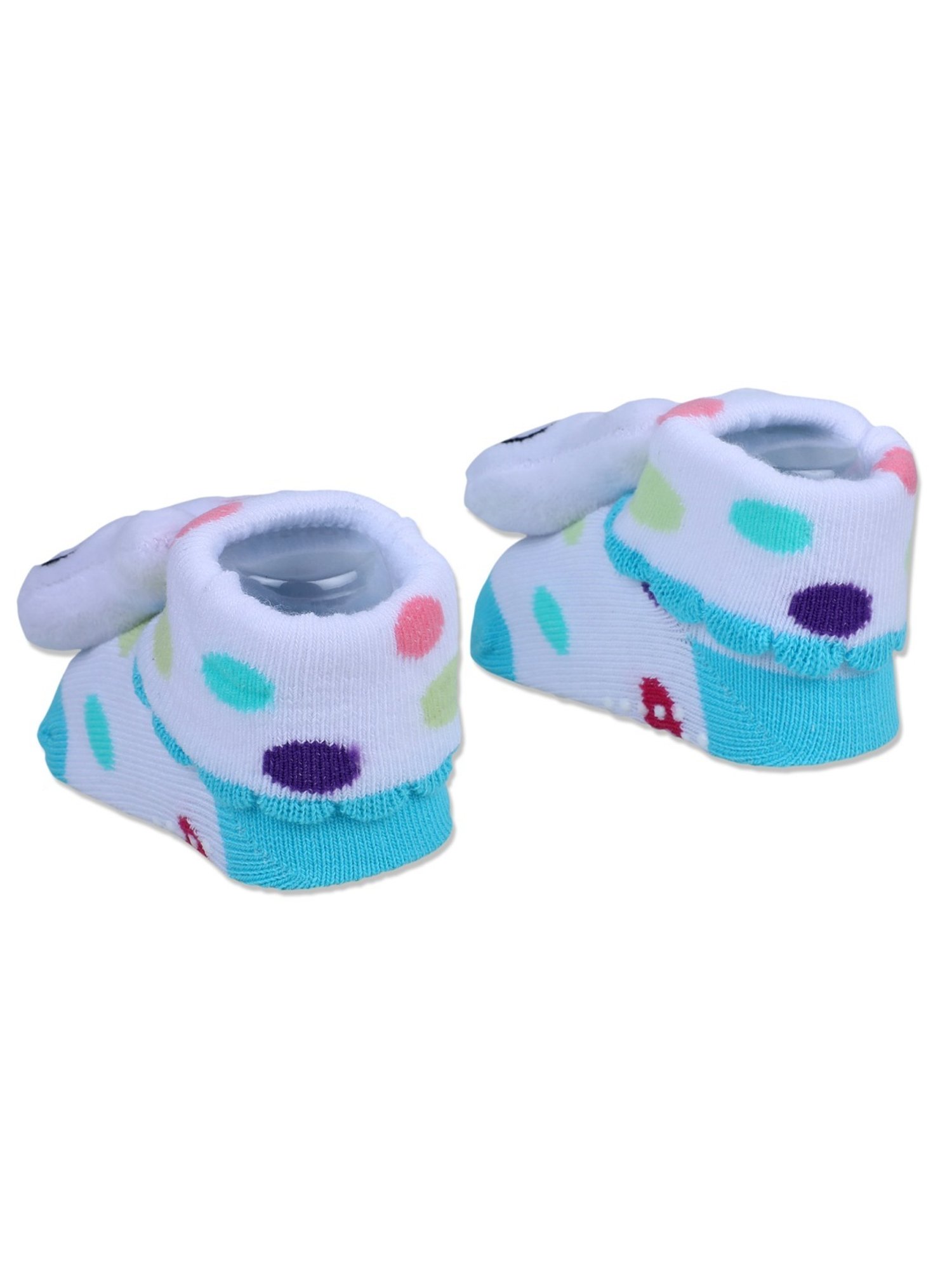 Baby Moo Kids White & Blue Cotton Applique Socks