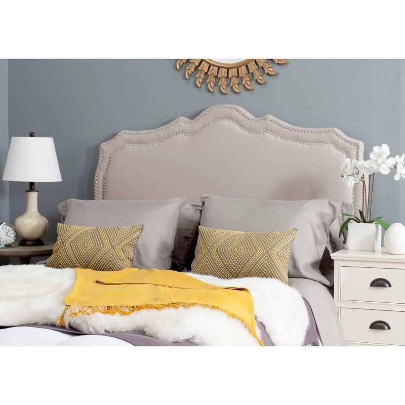 Shayne Silver Nail Head Headboard - Taupe (Queen) - Safavieh