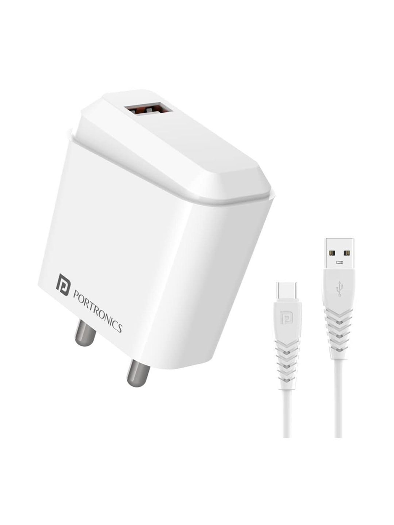 Portronics Adapto 41 C Charger with Type C USB Charging Cable (White)