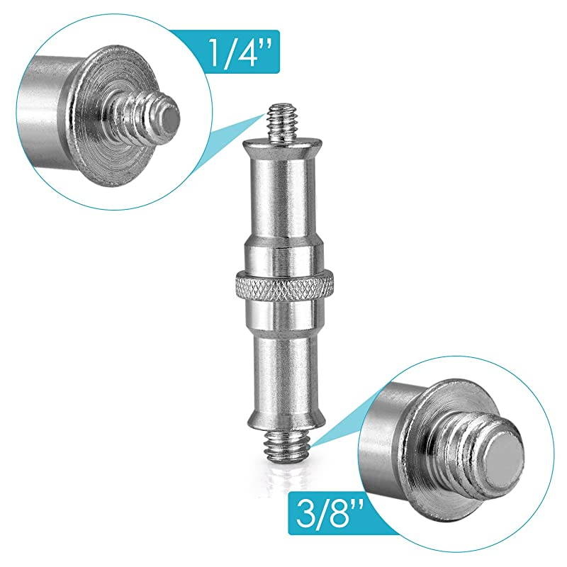 2 Pieces Standard 14 to 38 inch Metal Male Convertor Threaded Screw Adapter Spigot Stud for Studio Light Stand HotshoeColdshoe Adapter Ball Head Wireless Flash Receiver Trigger