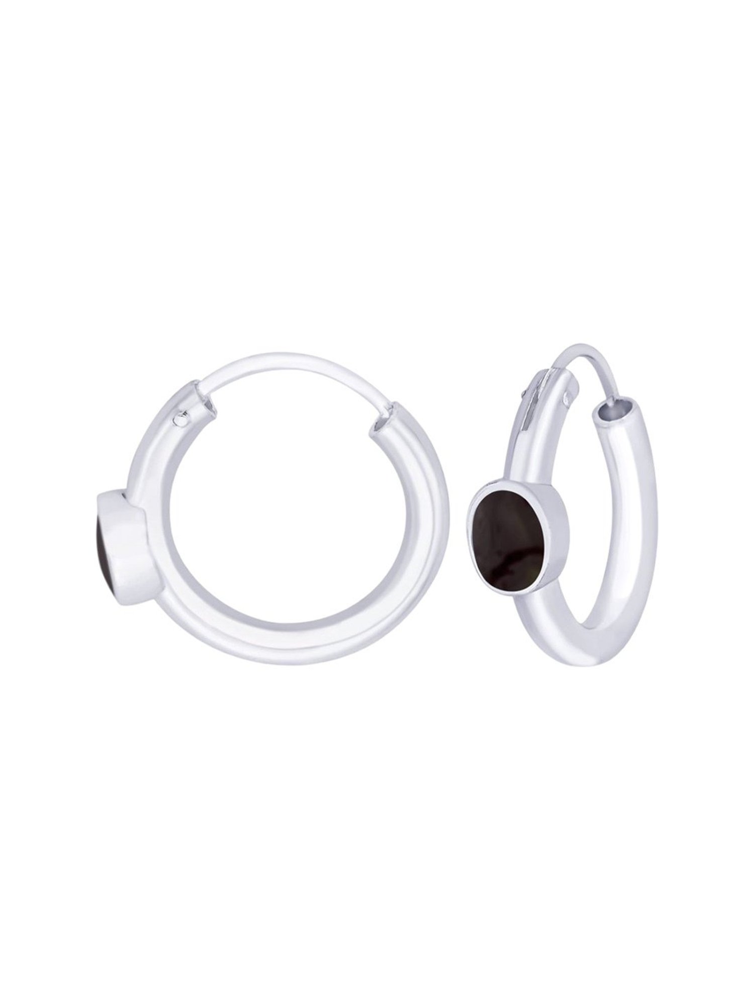 Taraash 92.5 Sterling Silver Drop Shape Brown Enamel Hoop Earring