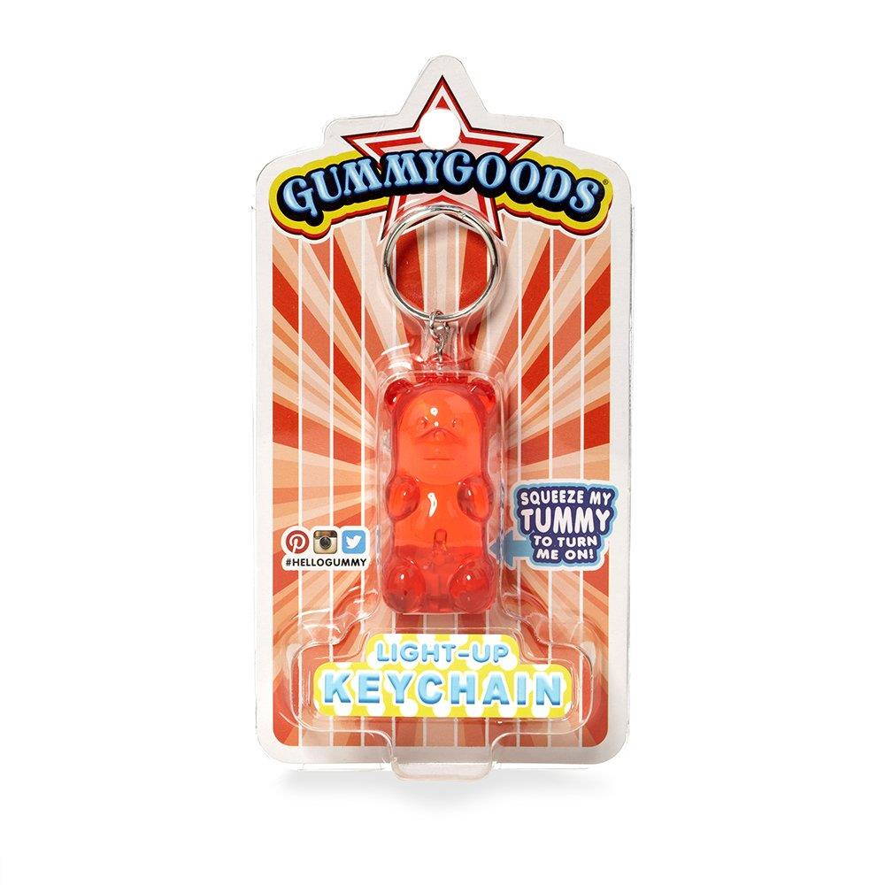 Gummygoods Squeezable Light-Up Gummy Bear Keychain, Red