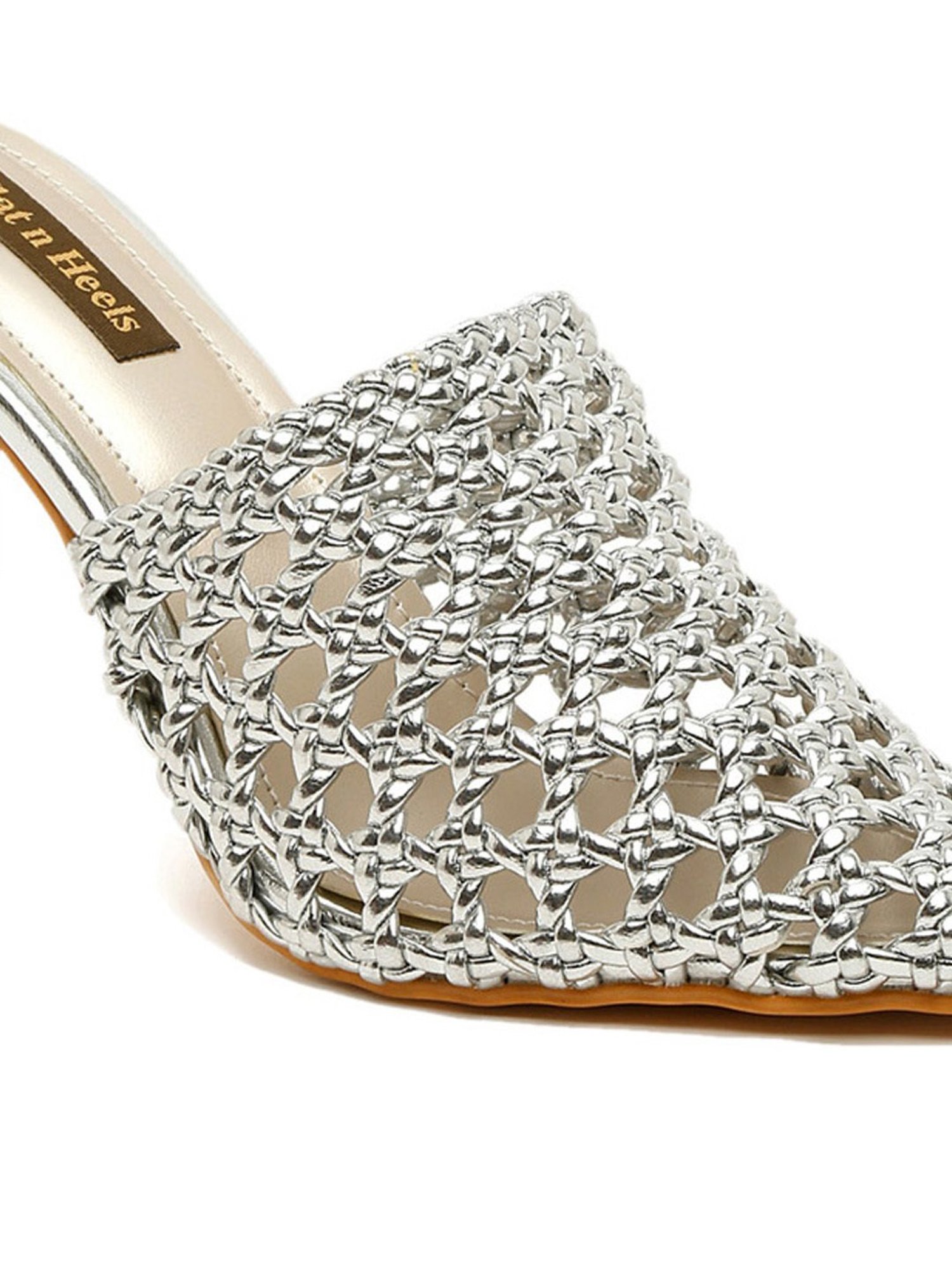 Flat N Heels Women's Silver Mule Stilettos