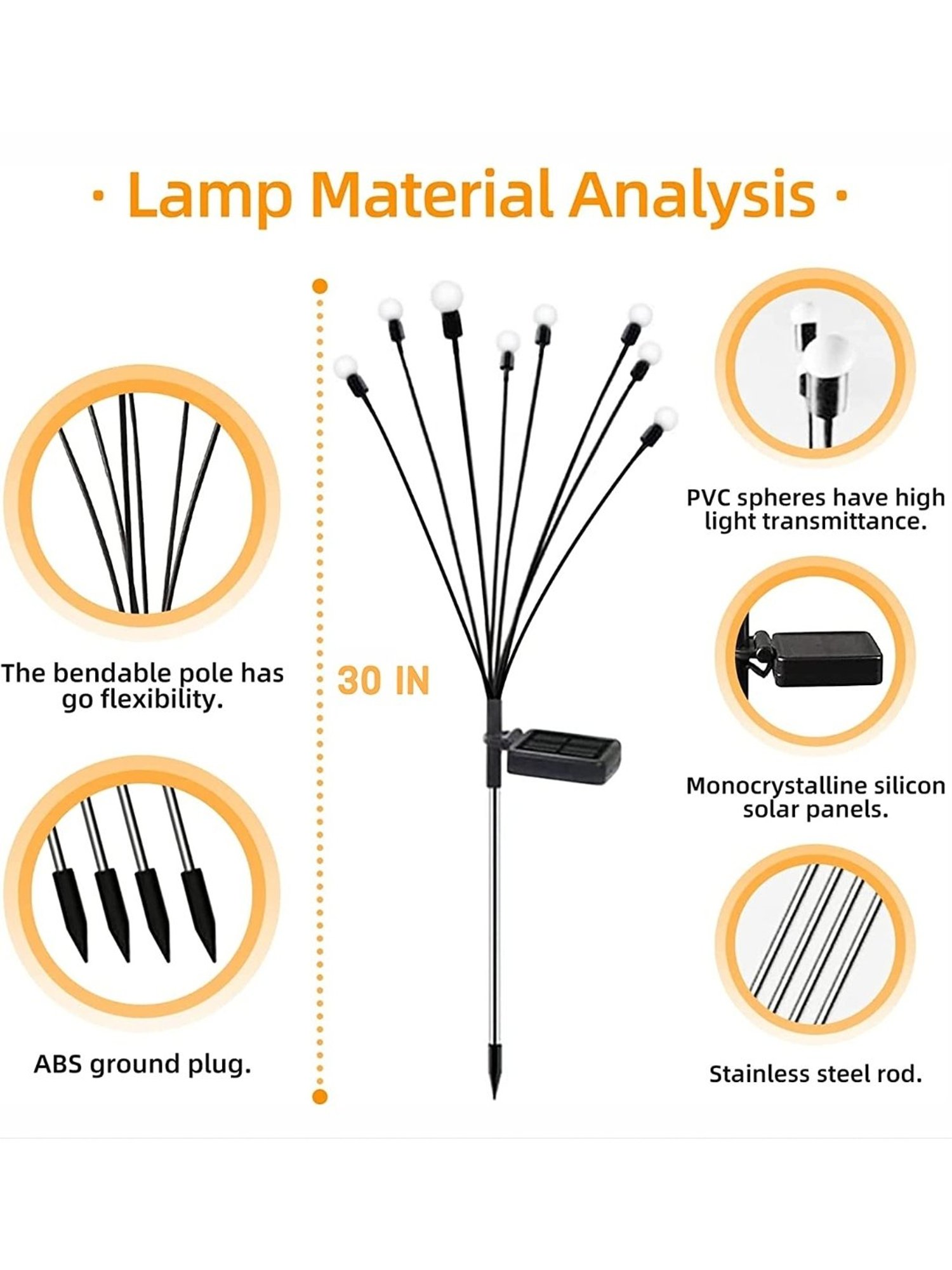 Xergy 8LED Solar Garden Lights Pack of 2 (Warm White)