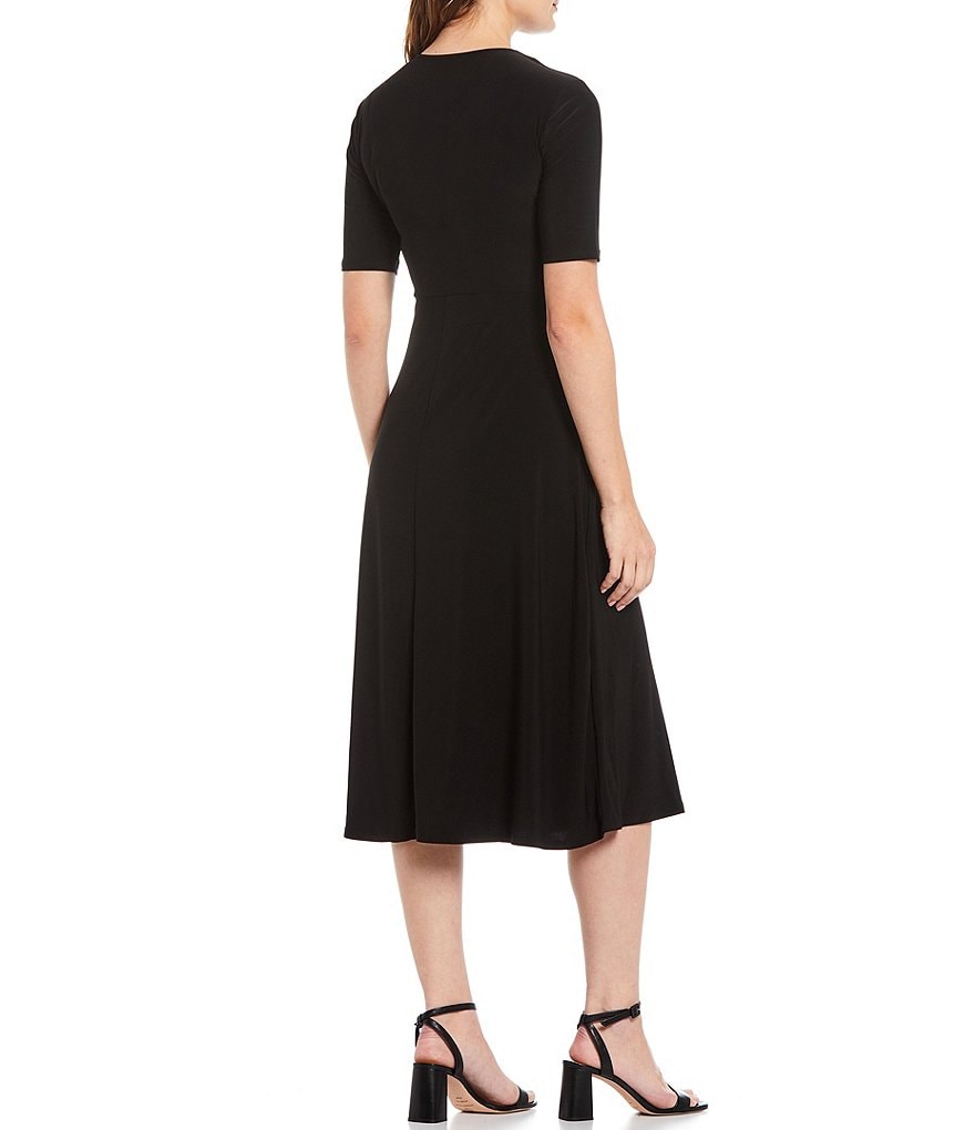 Investments Soft Separates Short Sleeve Faux Wrap Midi Dress