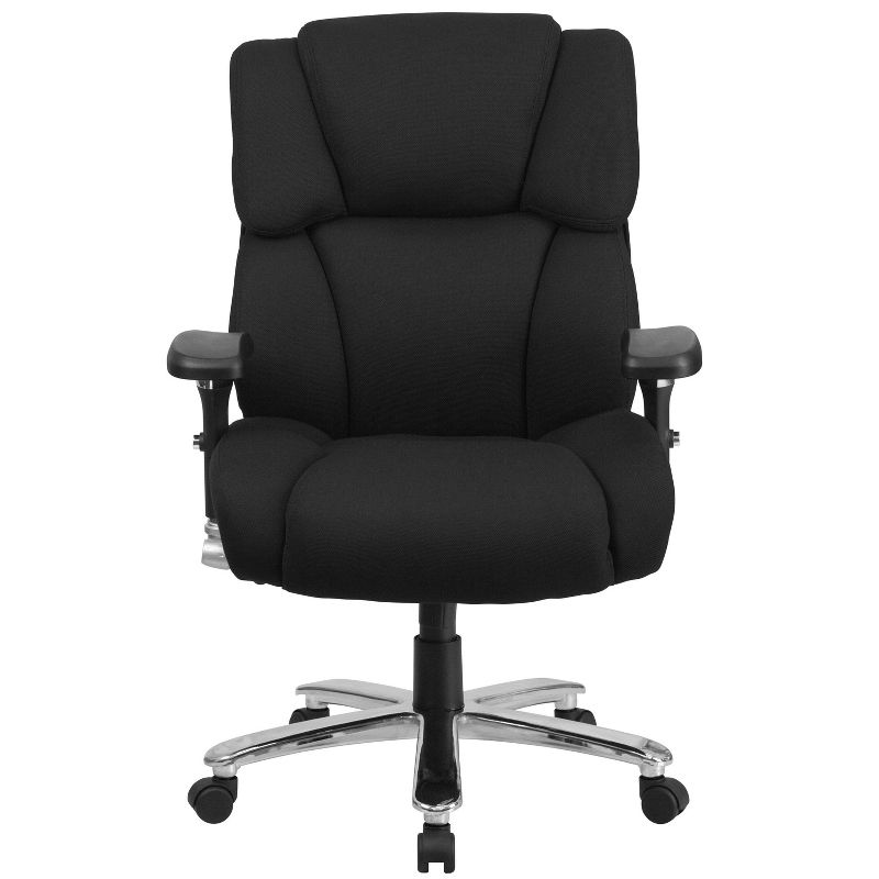 48" Fabric Rated Executive Swivel Ergonomic Office Chair with Tufted Headrest & Back Black - Riverstone Furniture