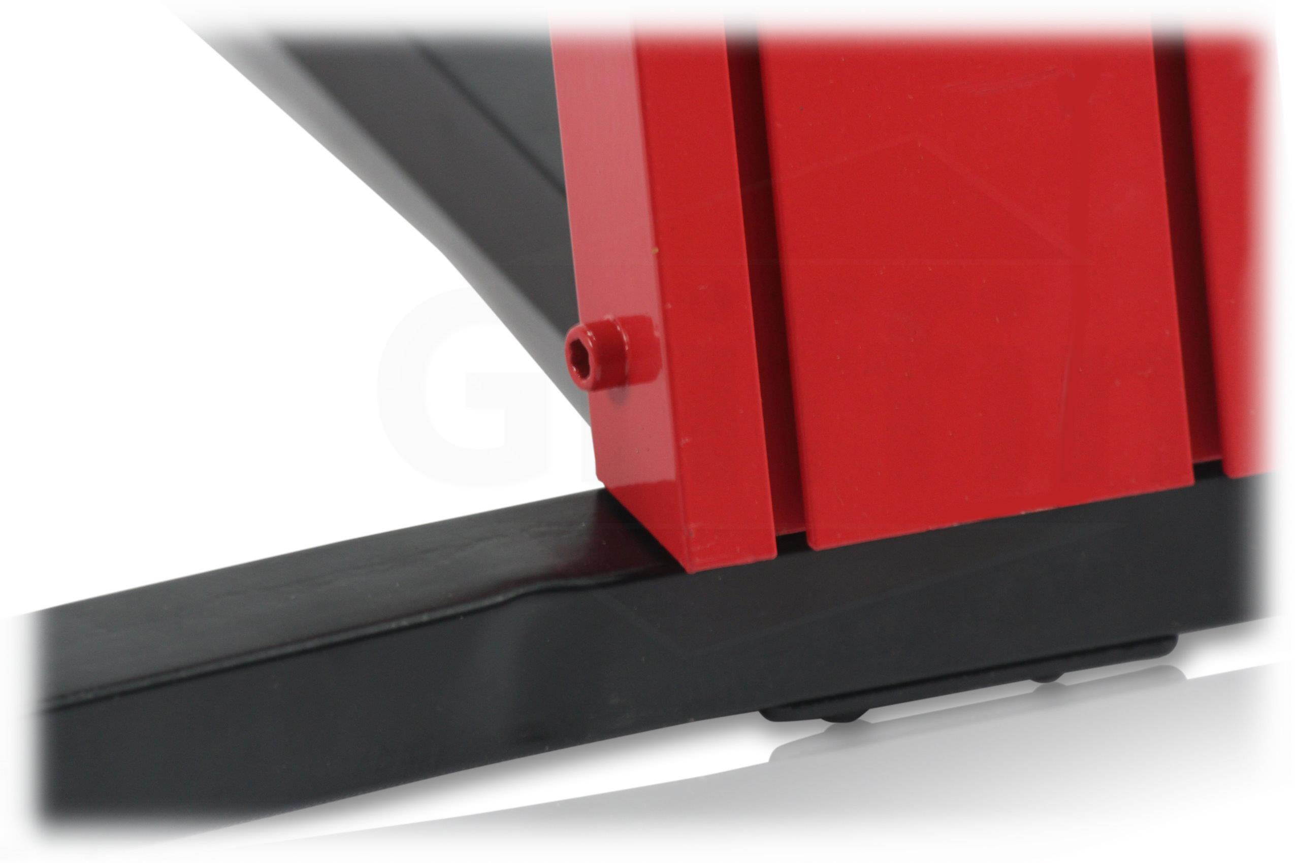 2-Tier Column Keyboard Stand with Mic Boom Arm by GRIFFIN | Double Sliding Multi Mounting Platform Red Stage Tower Rack | Holder for Digital Piano, Turntable, DJ Audio Gear, Studio Laptop Synthesizer