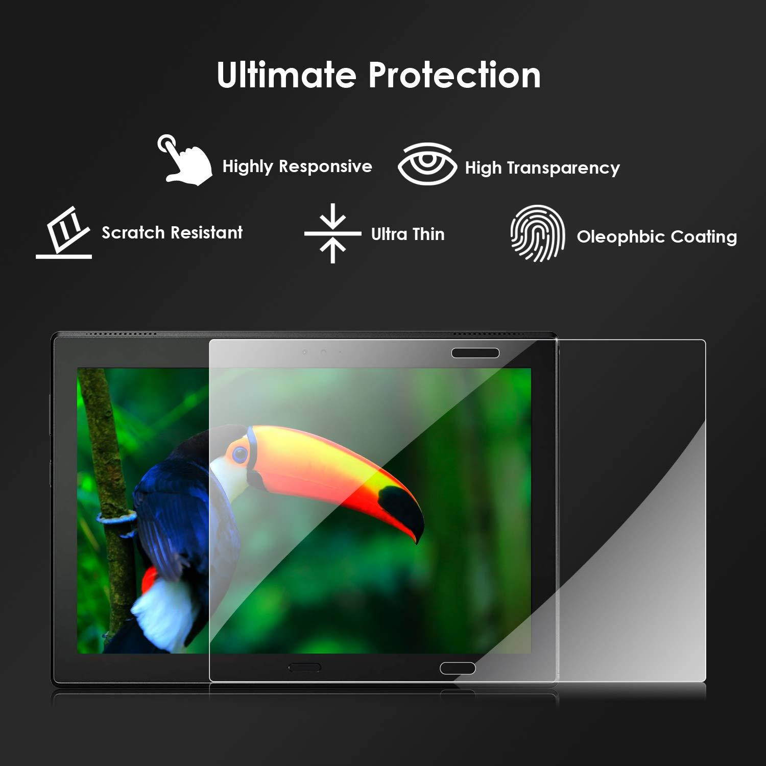 [2 Pack] Tempered Glass Screen Protector for Lenovo Tab 4 Plus 10"(NOT Lenovo Tab 4 10") DETUOSI Screen Protector for Lenovo Tab 4 10" Plus Anti Explosion Scratch Resist Bubble Free Function
