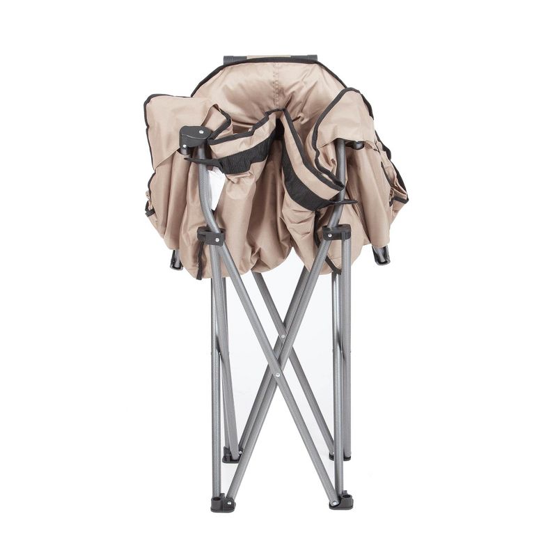 Mac Sports Foldable Padded Outdoor Club Chair with Carry Bag, Beige (2 Pack)