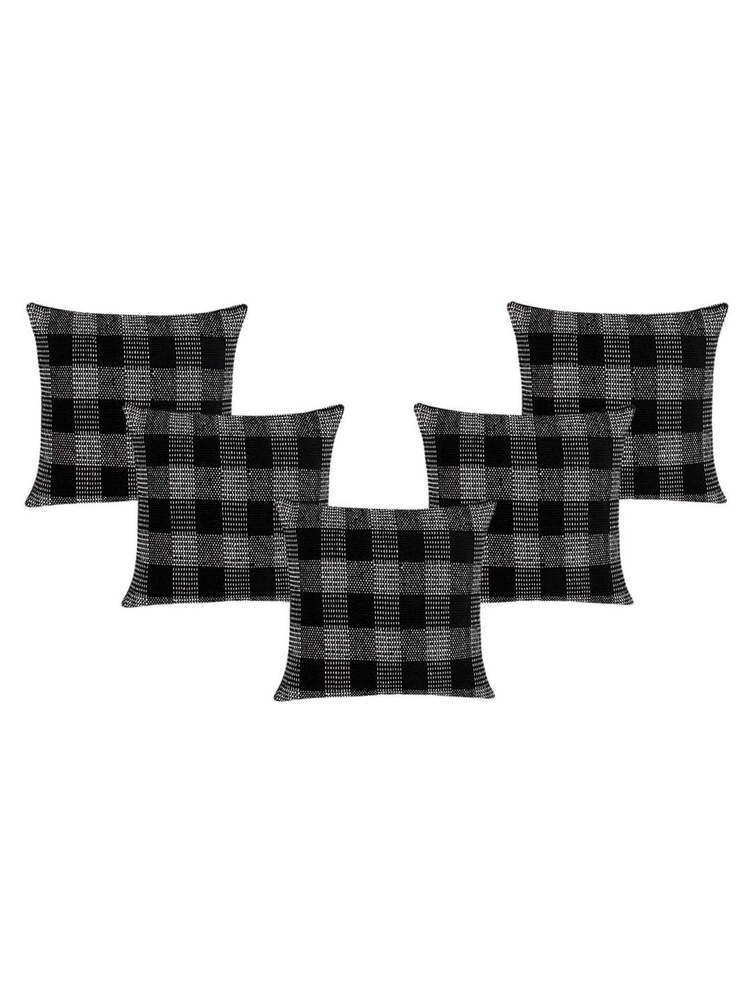 Saral Home Black Cotton Cushion Covers - Set of 2