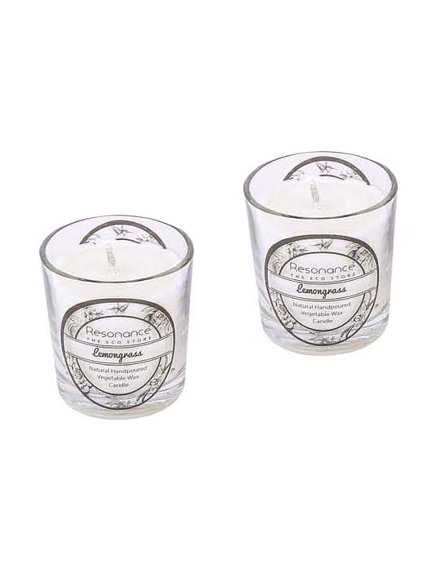 RESONANCE White Soy Wax Scented Aromatic VEGAN Candles (Lemongrass) - Set of 4