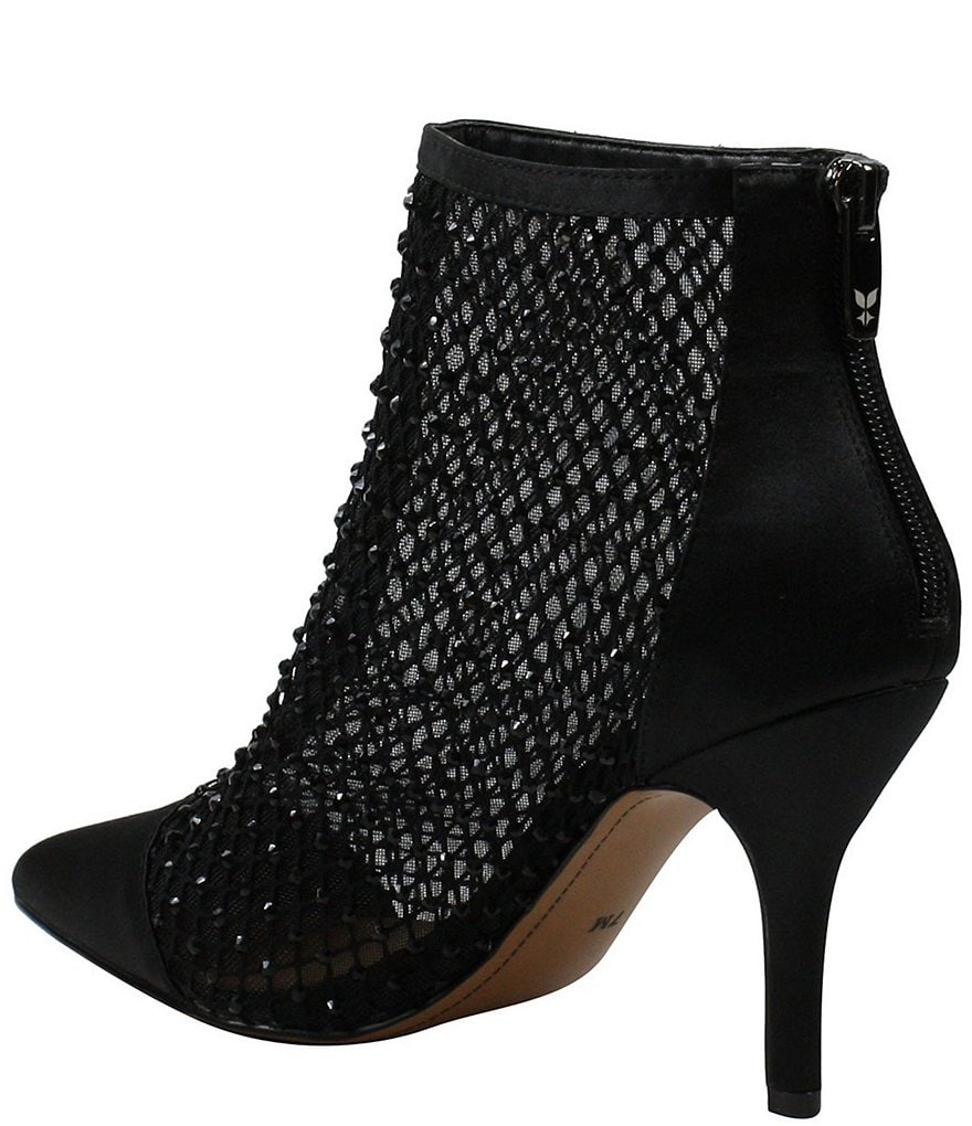 J. Renee Sosian Rhinestone Mesh Satin Booties