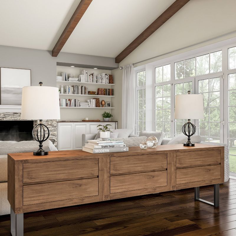 Table Lamps- Set of 2 Openwork Iron Orb (Includes LED Light Bulb)