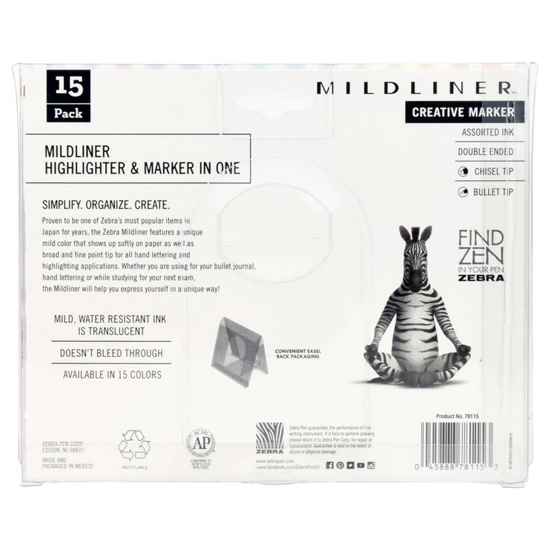15ct Dual-tip Creative Marker - Zebra Mildliner