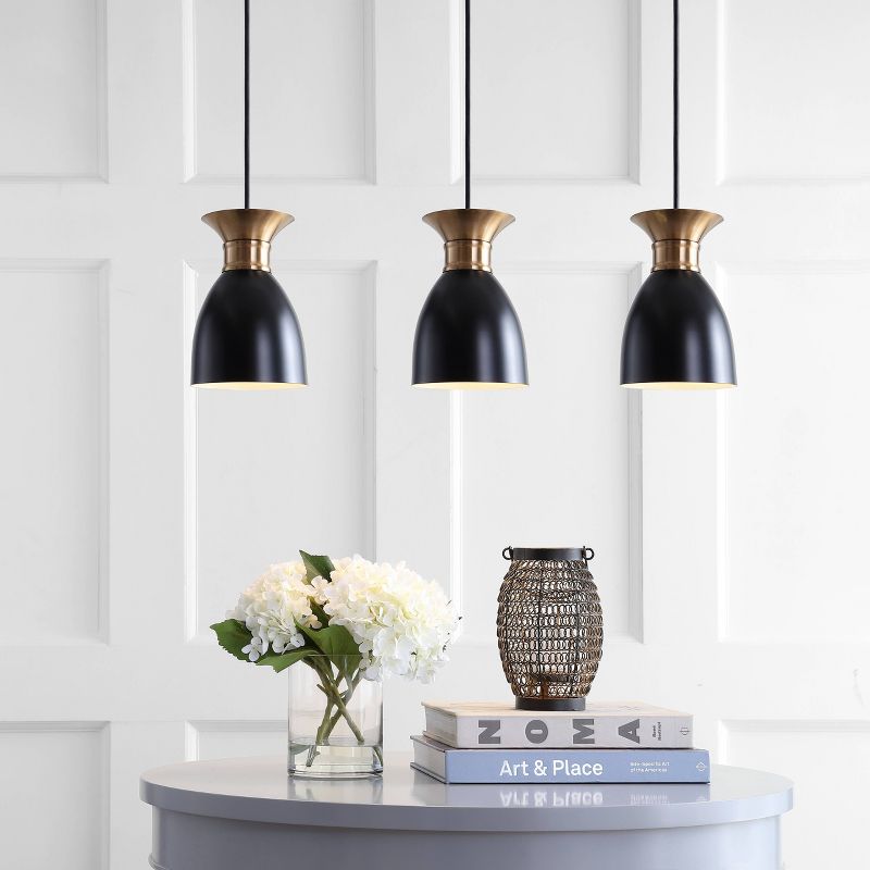 33.25" Metal Edison Linear Pendant (Includes Energy Efficient Light Bulb) Black - JONATHAN Y