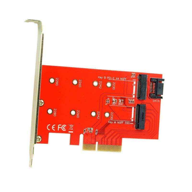 M.2 NGFF 4 Lane SSD to PCI-E 3.0 x4 & NGFF to SATA Adapter for XP941 SM951 PM951
