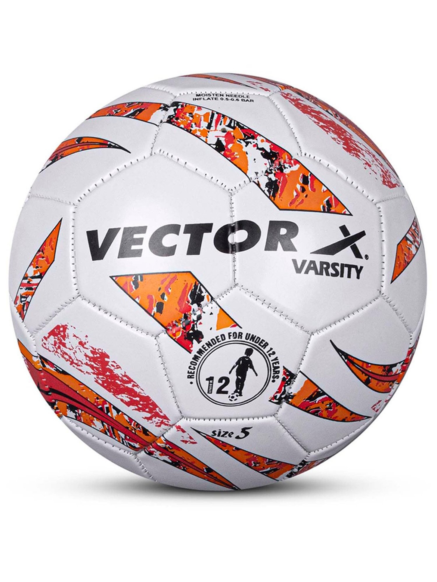 Vector X Varsity PVC Machine Stitched Football (White & Orange) Size - 5