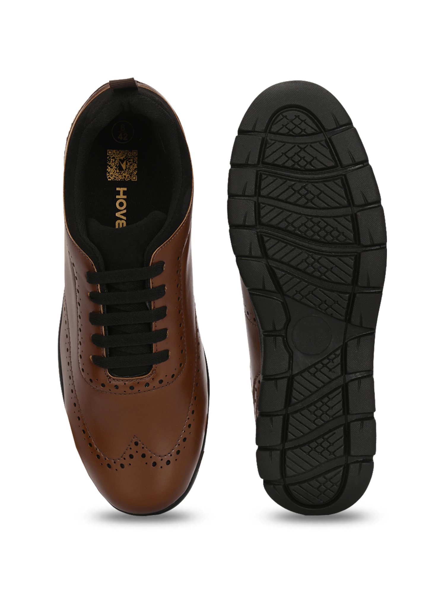 Hoversole Men's Cipher Tan & Black Brogue Shoes