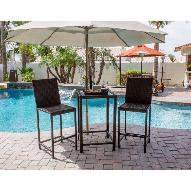 2pc Wicker Bistro Chair Set - Dark Brown - AZ Patio Heaters
