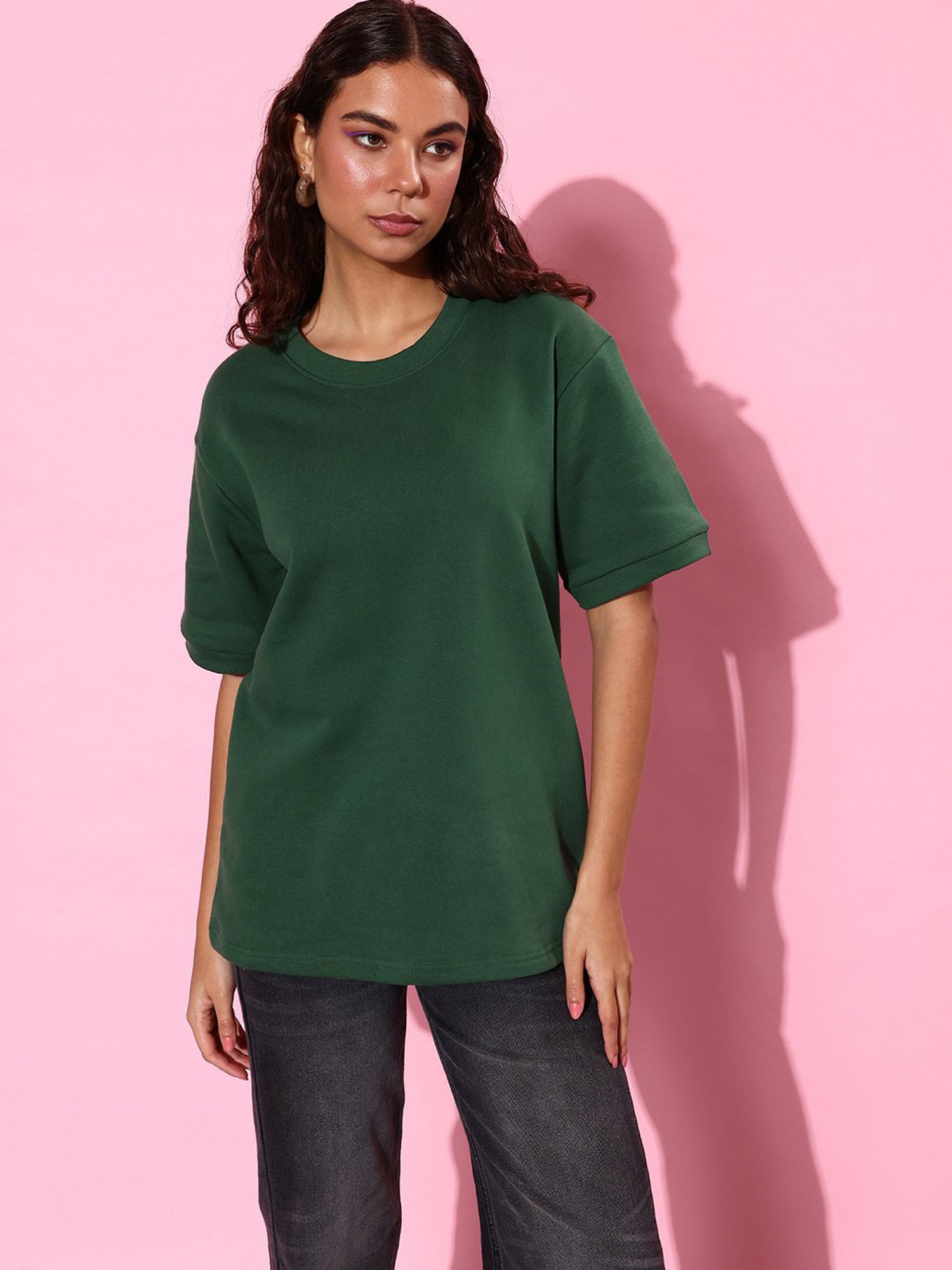 Dillinger Dark Green Fleece Relaxed Fit Oversized Sweatshirt