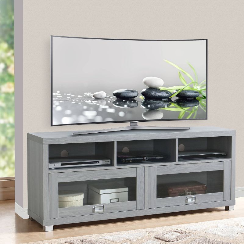 Rosemark 3 Door Media Credenza TV Stand for TVs up to 66" Gray - Treasure Trove Accents
